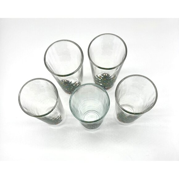 Vintage KIG Indonesia Set Of 5 Christmas Tree Drinking Glasses Holiday Design 8 - Picture 4 of 8